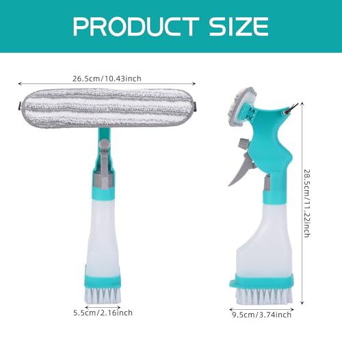 Nettoyeur de fenêtres 4 en 1 Flacon pulvérimiteur : Kit nettoyage fenêtre douche double face - pour fenêtres, salle de b