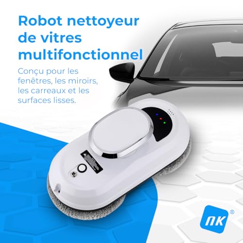 NK Robot Nettoyeur de Vitres Intelligent - Système Anti-Chute & Multifonction pour Fenêtres, Miroirs & Carreaux
