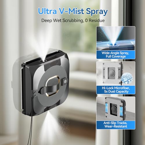 Robot nettoyant de vitres intelligent pour intérieur et extérieur - Avec double réservoir (110 ml) - Nettoyage humide in