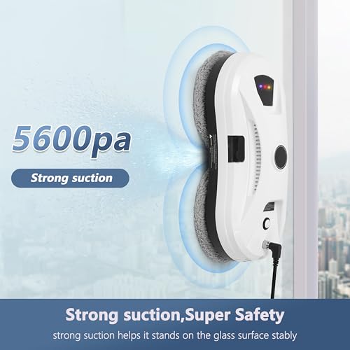 Nettoyeur de Vitres Robot 5600 Pa Intelligence Navigation Détecteur Bords pour Salles de Bains Pulvérisation Automatique