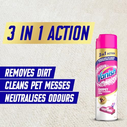Vanish Nettoyant Moussant 3 en 1 pour Moquette et Tapisserie - Puissant, Multifonction, 600 ml
