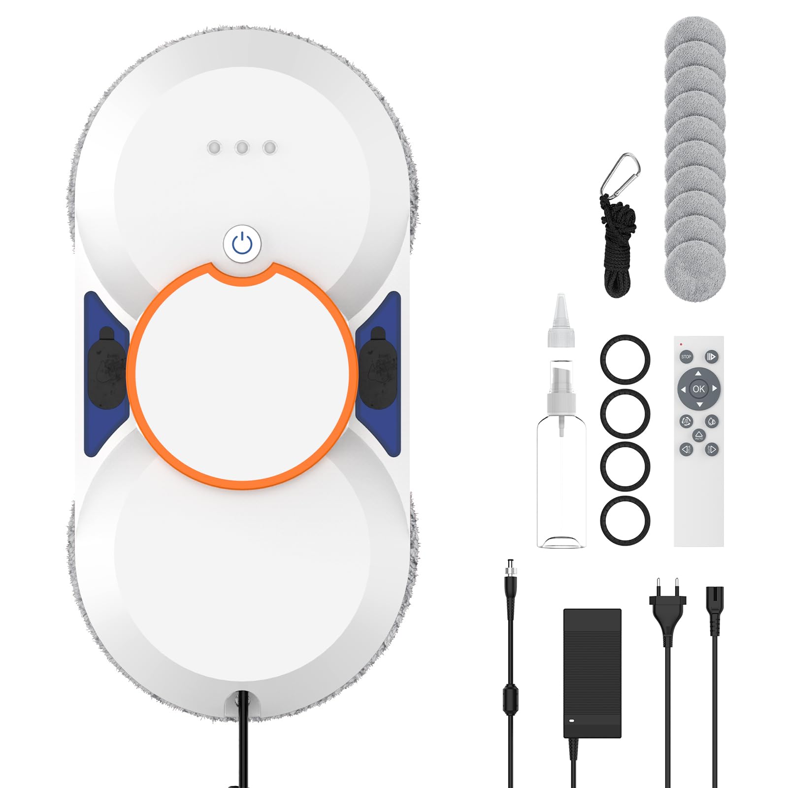 Robot Nettoyeur de Vitre WIWOLER 5600pa, Double Jet d'Eau et Détection de Bord Intelligente pour Fenêtres, Modes de Nett