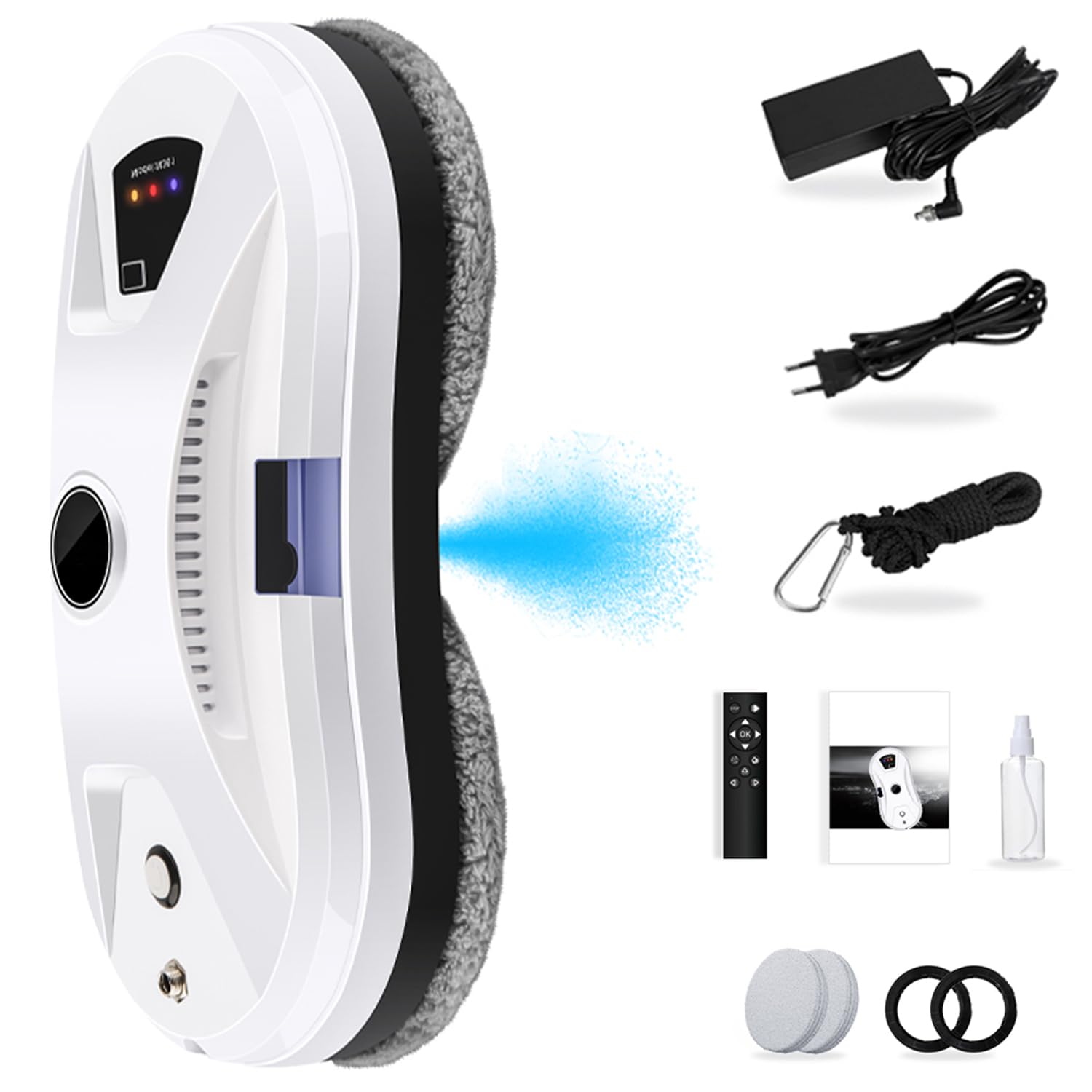 Robot nettoyeur de vitres électrique automatique avec pulvérisation, télécommande inclus, réservoir 30 ml, nettoyage fen