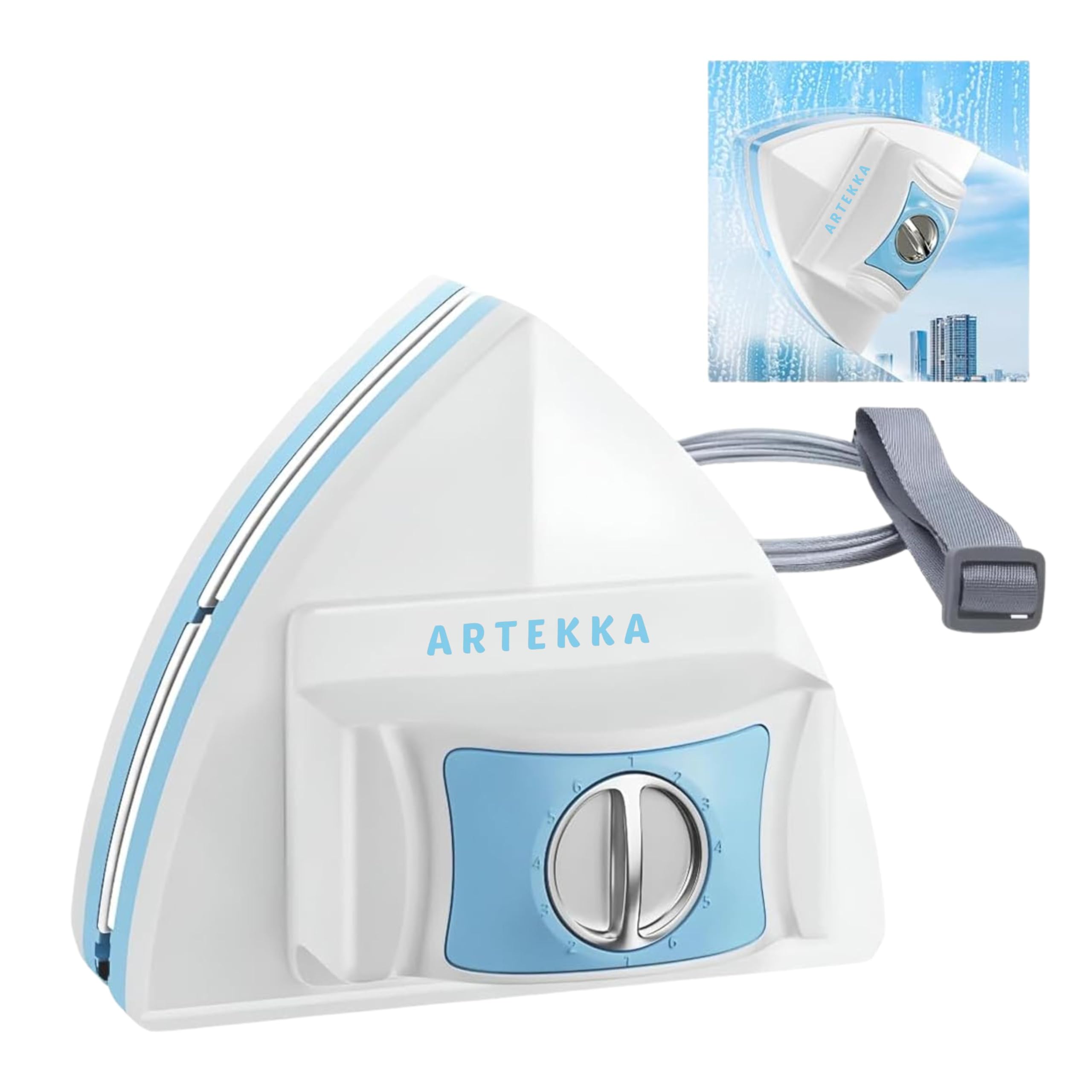 Nettoyeur de vitres magnétique ARTEKKA, Lave-vitre double vitrage 3-30 mm, Appareil pour vitres extérieures accessibles